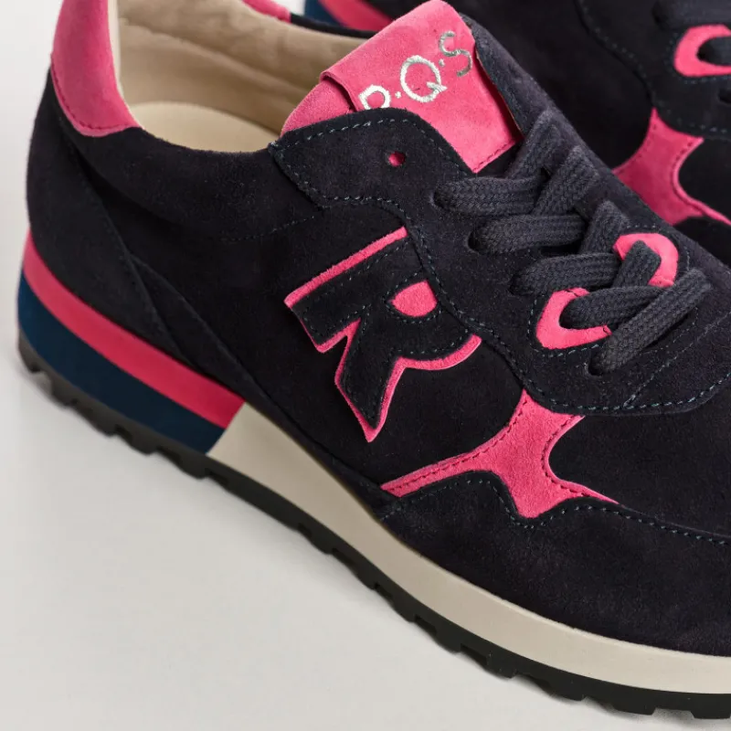 Reqins BASKETS MANIA CUIR VELOURS BLEU Best