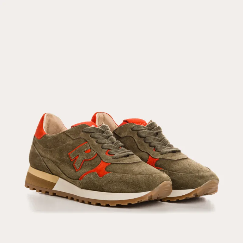 Reqins BASKETS MANIA CUIR VELOURS VERT Hot