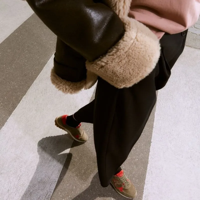 Reqins BASKETS MANIA CUIR VELOURS VERT Hot