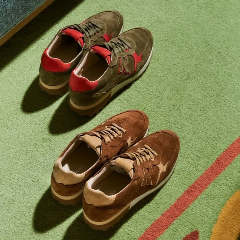 Reqins BASKETS MANIA CUIR VELOURS VERT Hot