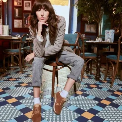 Reqins BASKETS MANIA CUIR VELOURS CAMEL Online