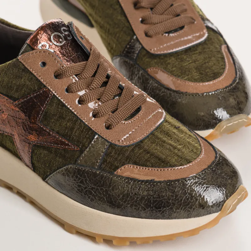 Reqins BASKETS URANIA MIX VELOURS COTELE VERT Clearance