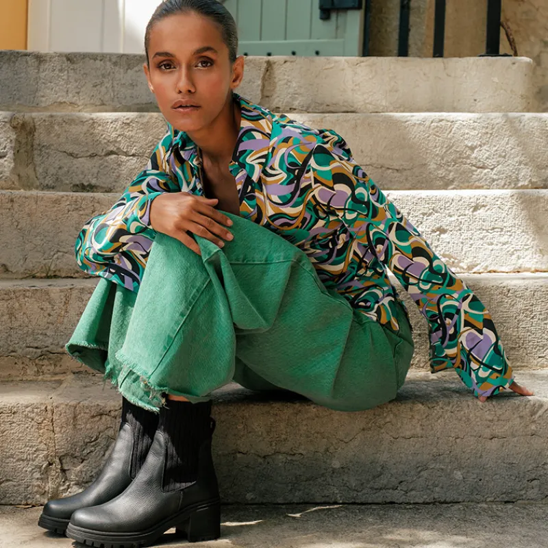 Reqins BOOTS A TALONS DITA CUIR GRAINE NOIR Outlet