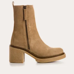 Reqins BOOTS A TALONS FALLON CUIR VELOURS BEIGE Fashion