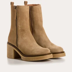 Reqins BOOTS A TALONS FALLON CUIR VELOURS BEIGE Fashion