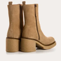 Reqins BOOTS A TALONS FALLON CUIR VELOURS BEIGE Fashion