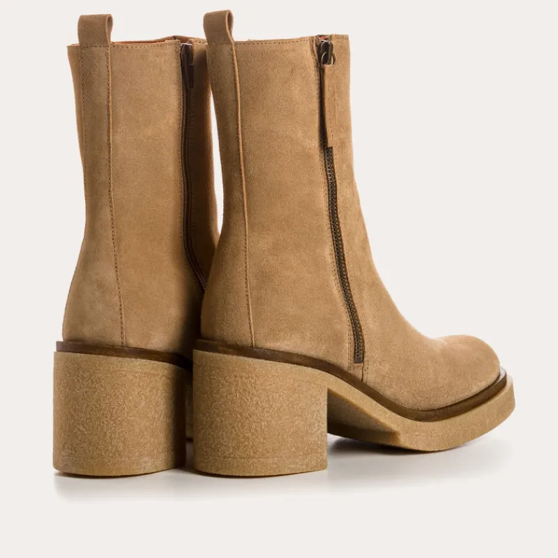 Reqins BOOTS A TALONS FALLON CUIR VELOURS BEIGE Fashion