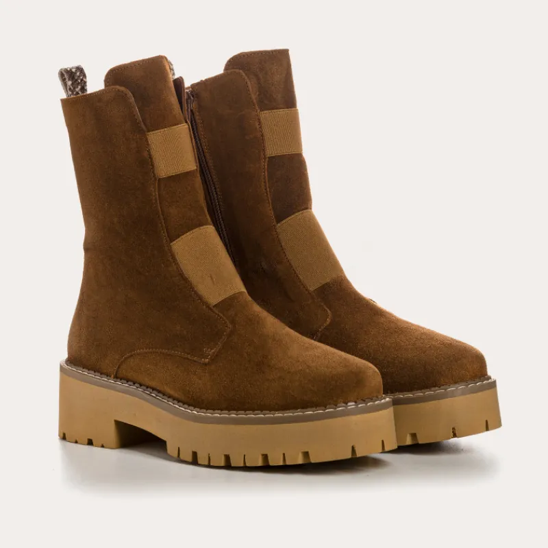 Reqins BOOTS DAFNE CUIR VELOURS BEIGE Clearance