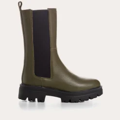 Reqins BOOTS DEVORA CUIR GRAINE VERT Fashion