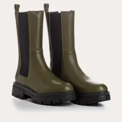 Reqins BOOTS DEVORA CUIR GRAINE VERT Fashion