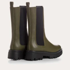 Reqins BOOTS DEVORA CUIR GRAINE VERT Fashion