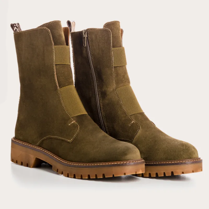 Reqins BOOTS DUSKY CUIR VELOURS VERT Outlet
