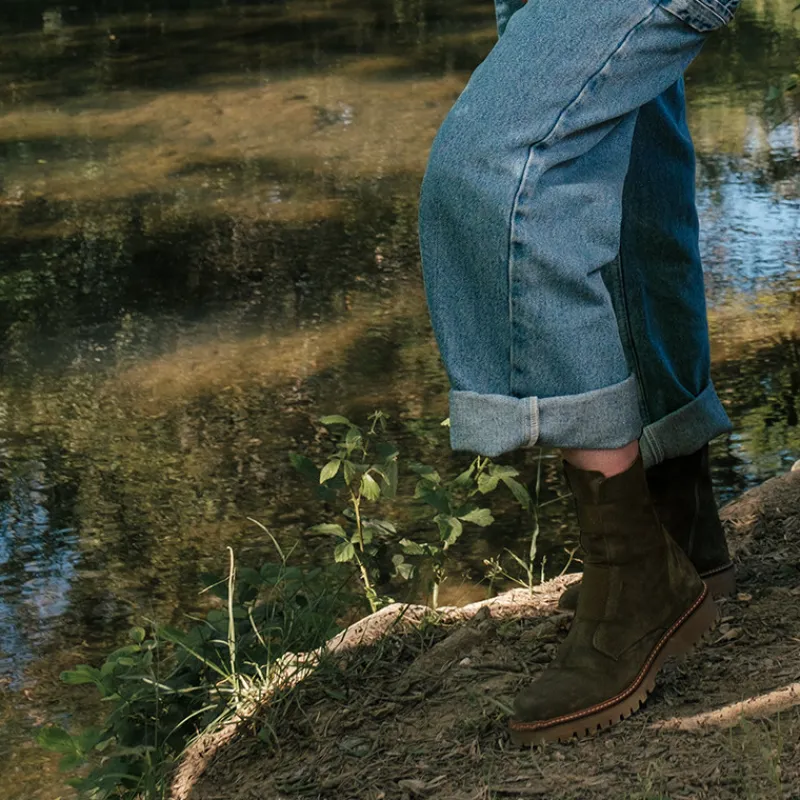 Reqins BOOTS DUSKY CUIR VELOURS VERT Outlet