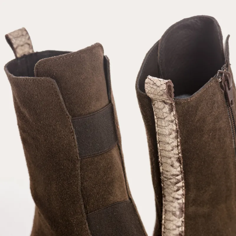 Reqins BOOTS DUSKY CUIR VELOURS MARRON Online