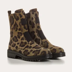 Reqins BOOTS DUSKY CUIR VELOURS LEOPARD KAKI Best