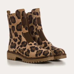 Reqins BOOTS DUSKY CUIR VELOURS LEOPARD CAMEL Clearance