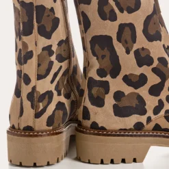 Reqins BOOTS DUSKY CUIR VELOURS LEOPARD CAMEL Clearance