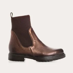 Reqins BOOTS EVELYN CUIR METALLISE MARRON Discount