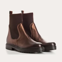 Reqins BOOTS EVELYN CUIR METALLISE MARRON Discount