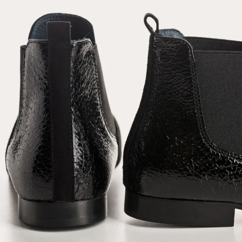 Reqins BOOTS LIZETTE CUIR VELOURS/V GRAINE NOIR New