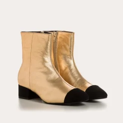 Reqins BOTTINES A TALONS ROXANE CUIR METALLISE METALLIQUE Fashion