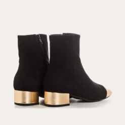 Reqins BOTTINES A TALONS ROXANE CUIR VELOURS ET METAL NOIR Clearance