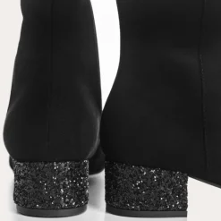 Reqins BOTTINES A TALONS ROXANE CUIR VELOURS ET GLITTER NOIR Discount