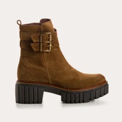 Reqins BOTTINES BETTIE CUIR VELOURS CAMEL Discount