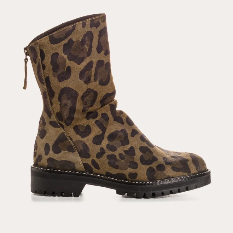 Reqins BOTTINES DUNK CUIR VELOURS LEOPARD KAKI Fashion