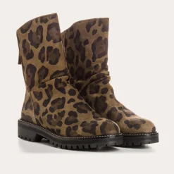 Reqins BOTTINES DUNK CUIR VELOURS LEOPARD KAKI Fashion