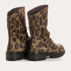 Reqins BOTTINES DUNK CUIR VELOURS LEOPARD KAKI Fashion