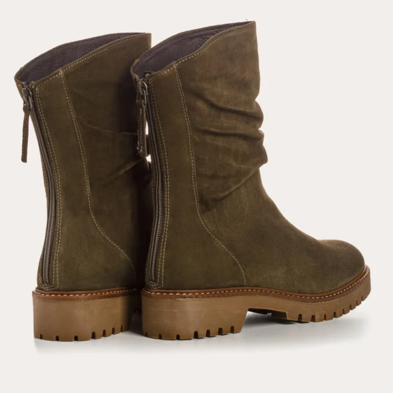 Reqins BOTTINES DUNK CUIR VELOURS VERT Outlet