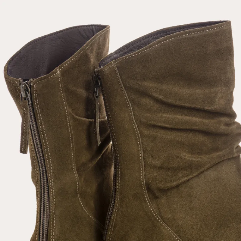 Reqins BOTTINES DUNK CUIR VELOURS VERT Outlet