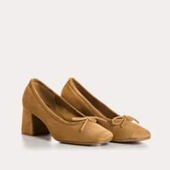 Reqins ESCARPINS MADAME CUIR VELOURS HAVANE Fashion