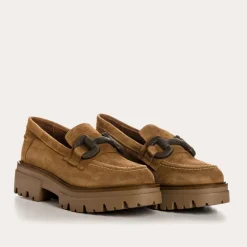 Reqins MOCASSINS ABRIL CUIR VELOURS HAVANE New