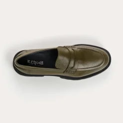 Reqins MOCASSINS ALABAMA CUIR GRAINE VERT Outlet