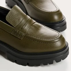 Reqins MOCASSINS ALABAMA CUIR GRAINE VERT Outlet