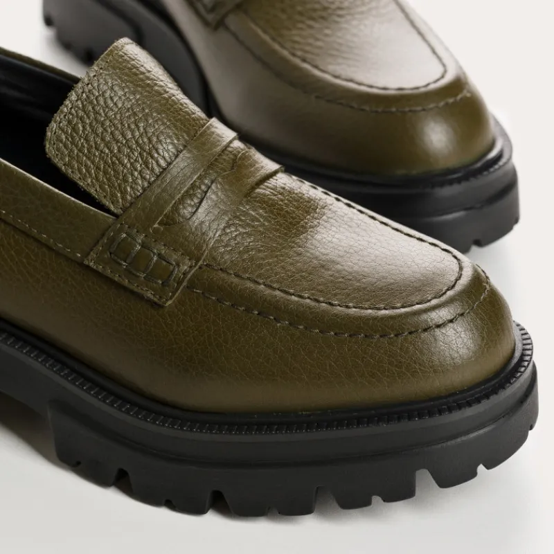 Reqins MOCASSINS ALABAMA CUIR GRAINE VERT Outlet