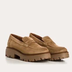 Reqins MOCASSINS ALABAMA CUIR VELOURS HAVANE Discount