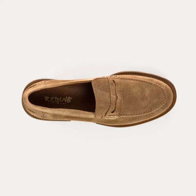 Reqins MOCASSINS ALABAMA CUIR VELOURS HAVANE Discount