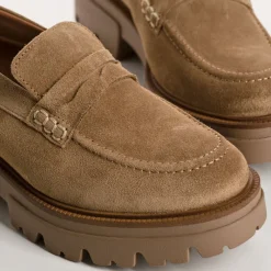 Reqins MOCASSINS ALABAMA CUIR VELOURS HAVANE Discount