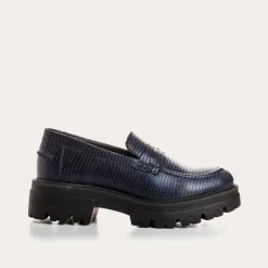 Reqins MOCASSINS ALABAMA LEZARD BLEU Discount