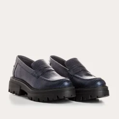 Reqins MOCASSINS ALABAMA LEZARD BLEU Discount