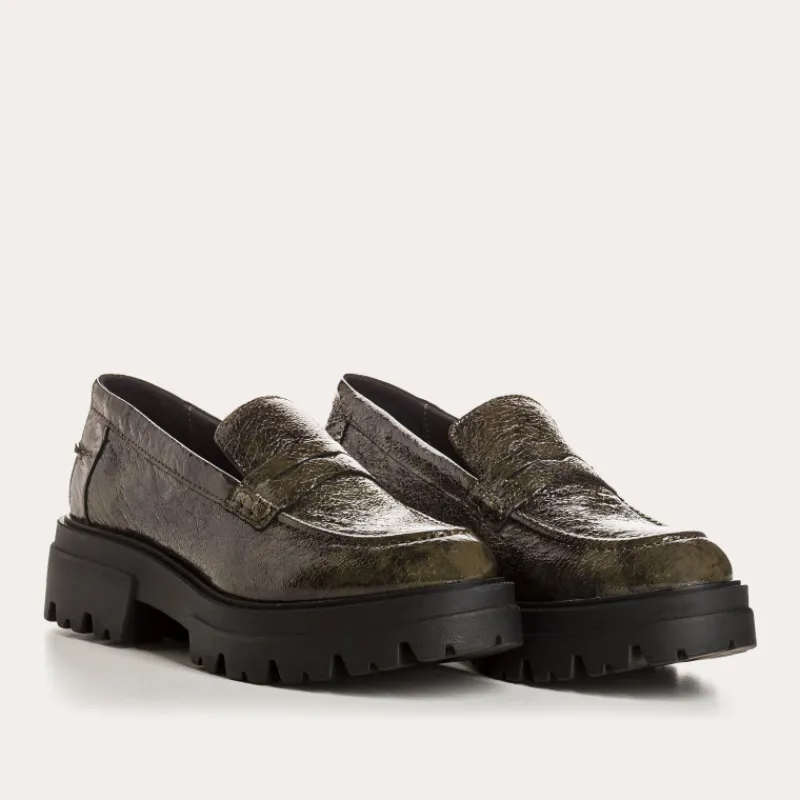 Reqins MOCASSINS ALABAMA VERNIS GRAINE VERT Fashion