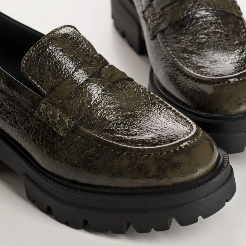 Reqins MOCASSINS ALABAMA VERNIS GRAINE VERT Fashion