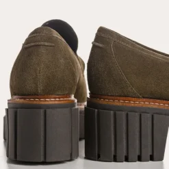 Reqins MOCASSINS BELINA CUIR VELOURS VERT Online