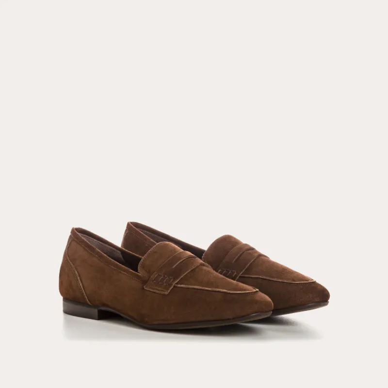 Reqins MOCASSINS FAUSTINE CUIR VELOURS MARRON Discount