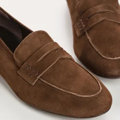 Reqins MOCASSINS FAUSTINE CUIR VELOURS MARRON Discount