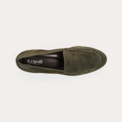 Reqins MOCASSINS FAUSTINE CUIR VELOURS VERT Outlet