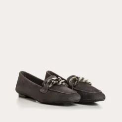 Reqins MOCASSINS HANISSA CUIR VELOURS ANTHRACITE Fashion